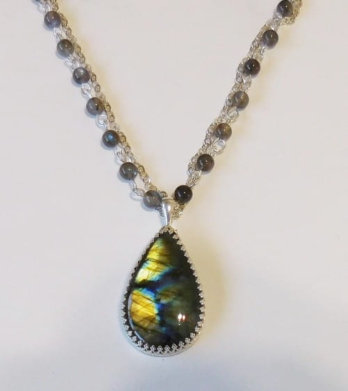 DKC-1088 Necklace with Labradorite Pendant $250 at Hunter Wolff Gallery